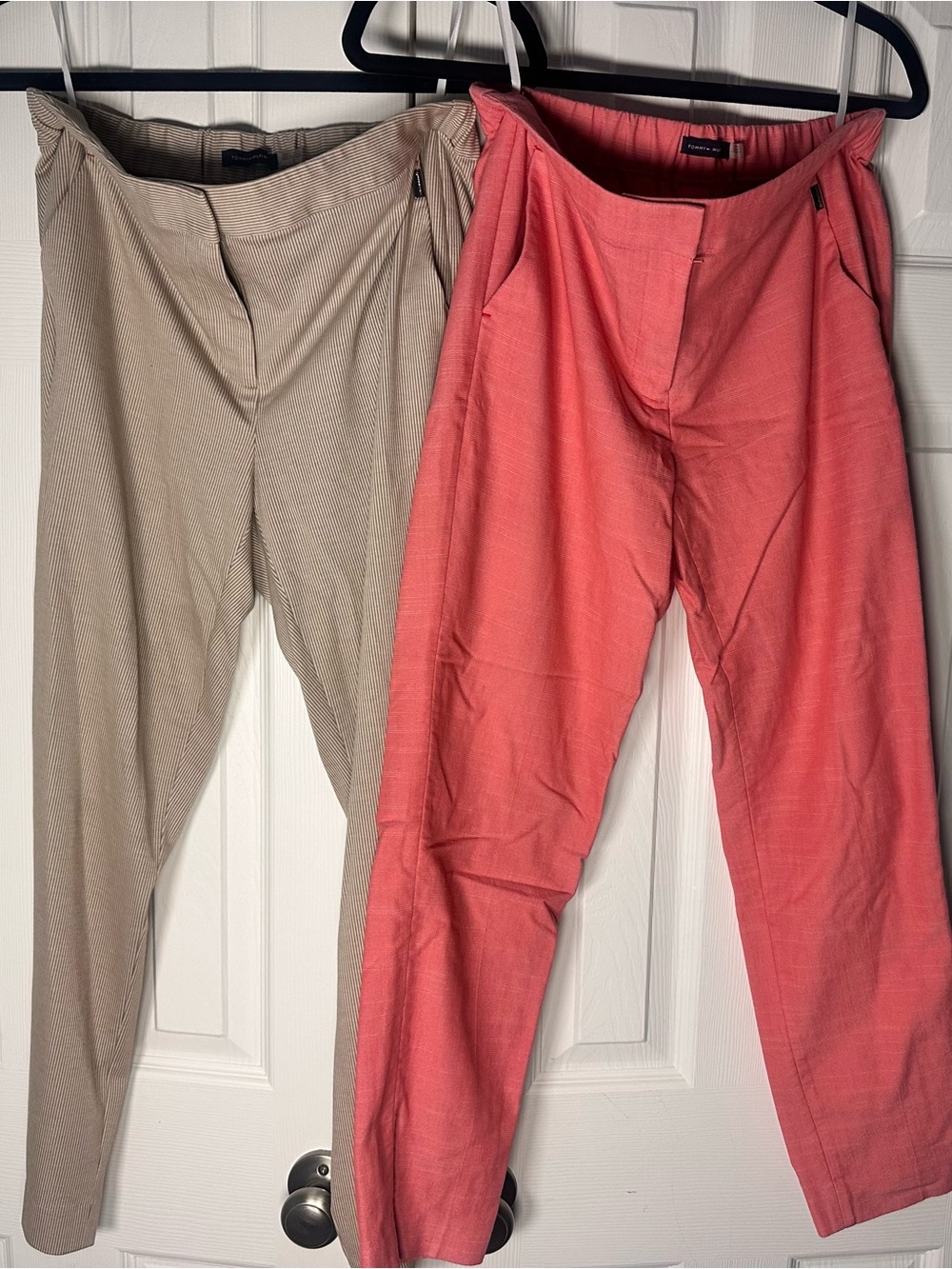Tommy Hilfiger flat-front (SLOANE) ankle pants two pairs